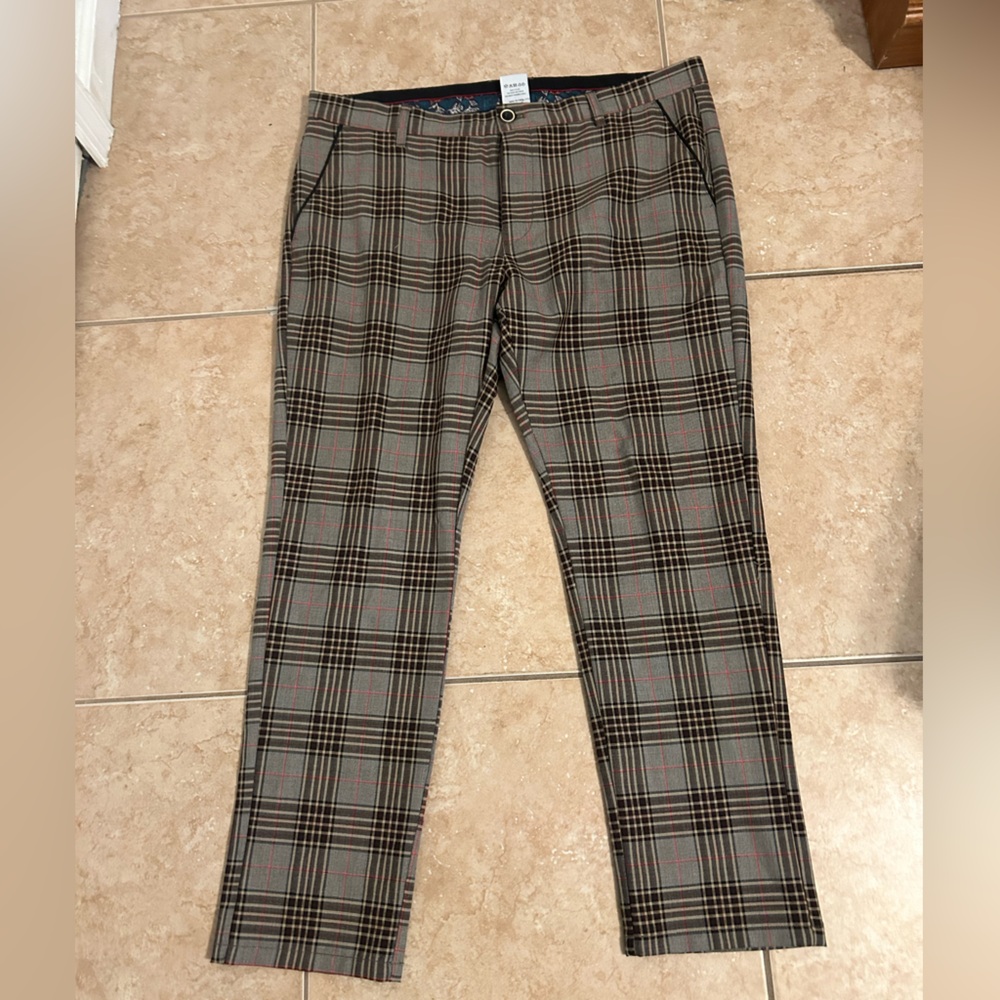 Men's Classic Plaid Dress Pants - Black and Brown